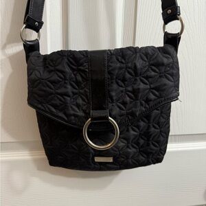 Vera Bradley Black Quilted Crossbody Bag with Silver Ring